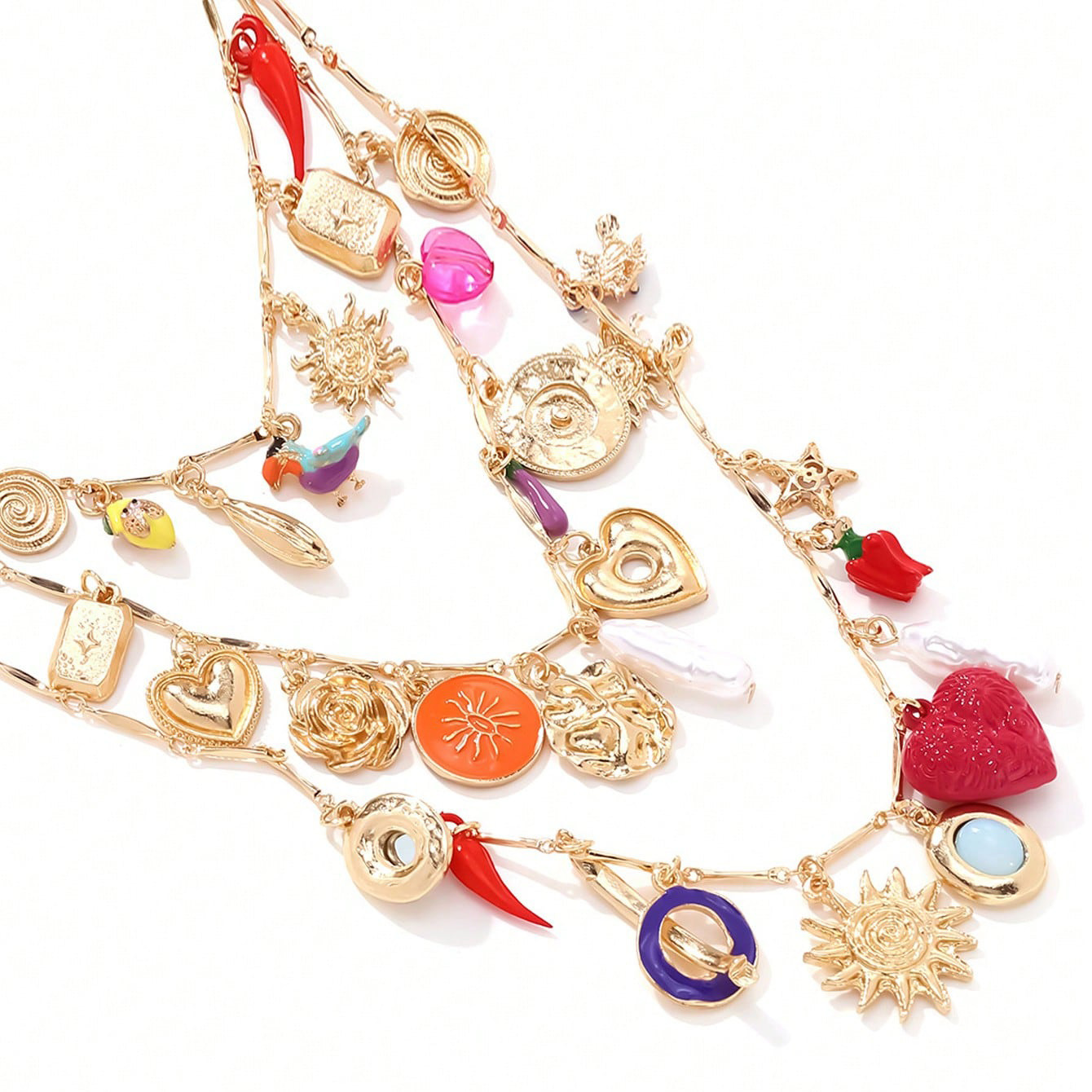 Bohemian Love Bird Pearl Multi-Layer Necklace2