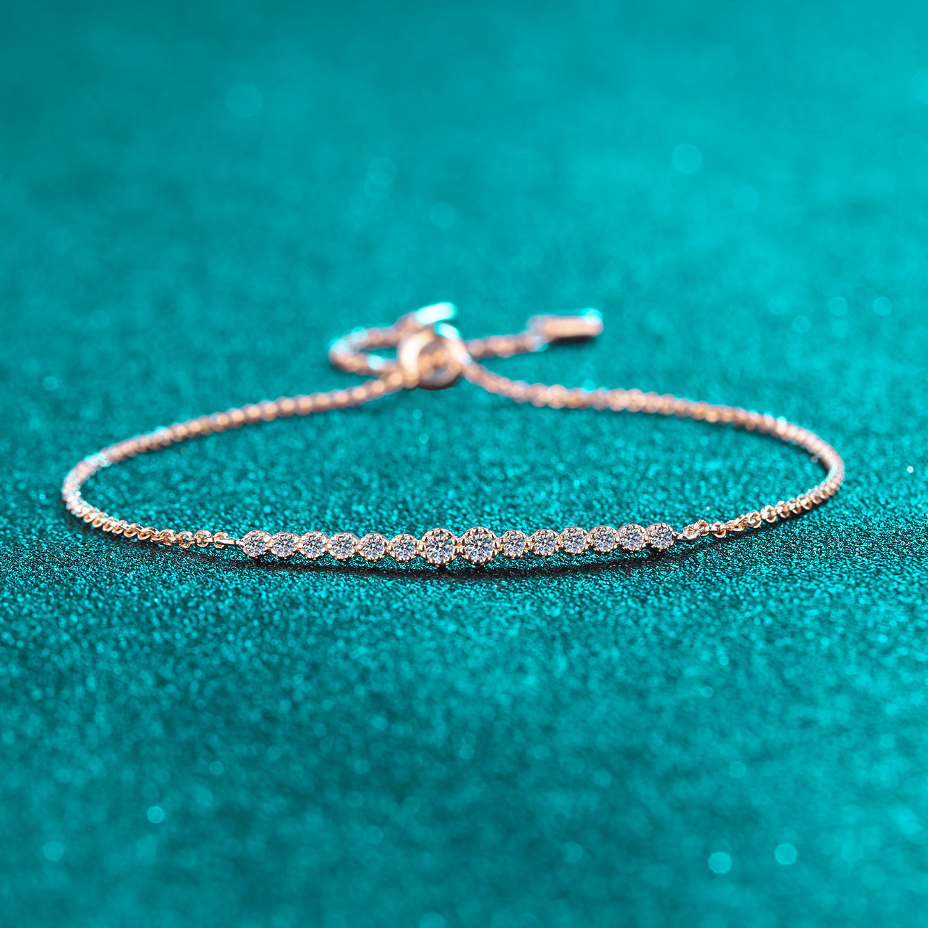 S925 Silver All Moissanite Champagne Gold Bracelet
