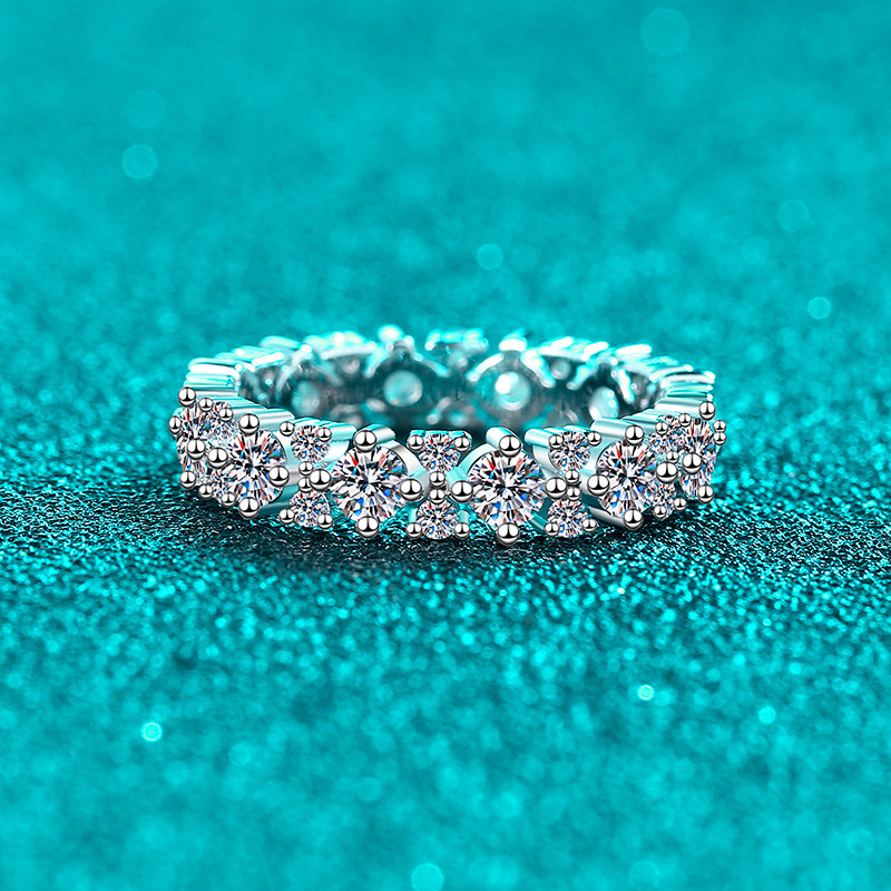 S925 Silver All Moissanite Ring