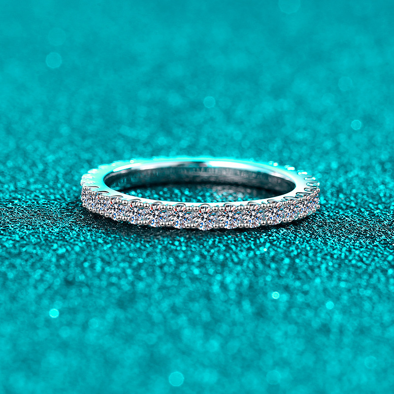 S925 Silver All Moissanite Starry Minimalist Ring
