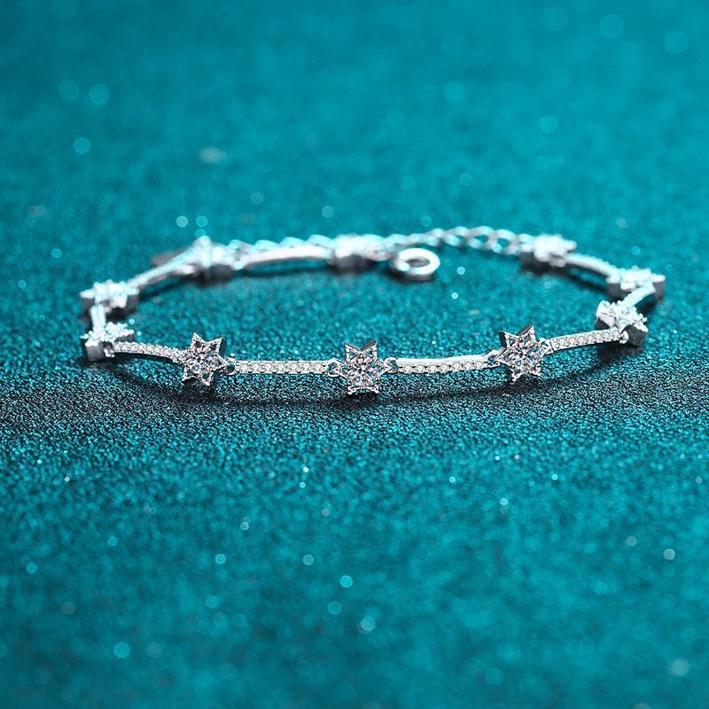S925925 Silver Moissanite Star Bracelet