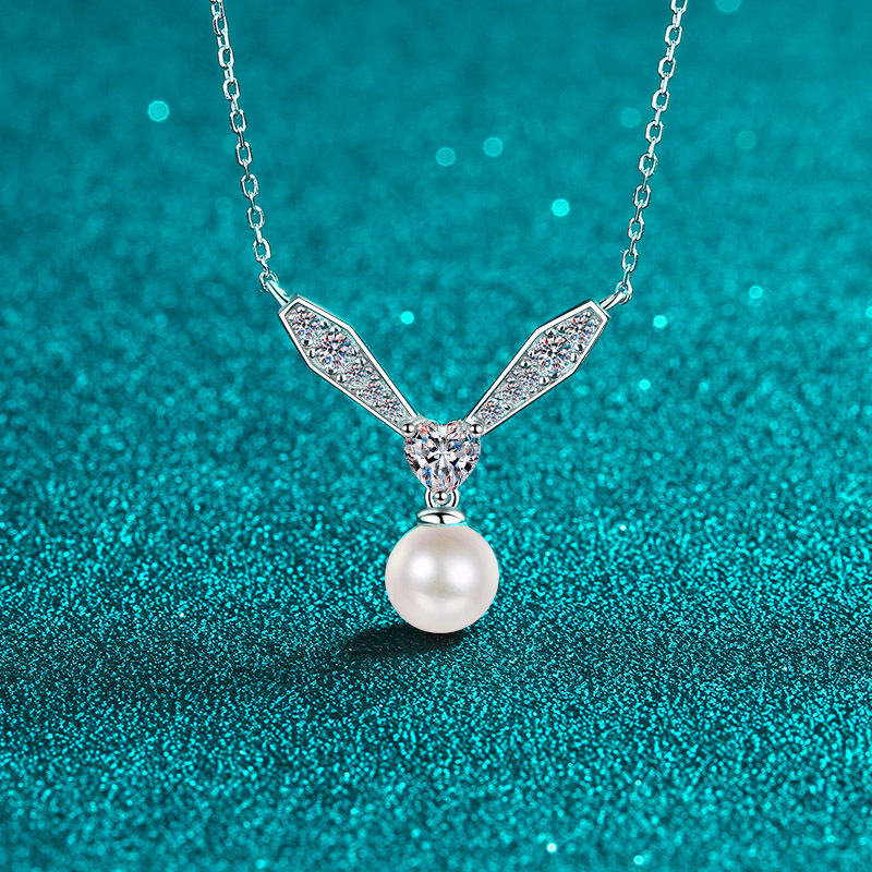 S925 Silver Natural Freshwater Pearl & Moissanite Necklace
