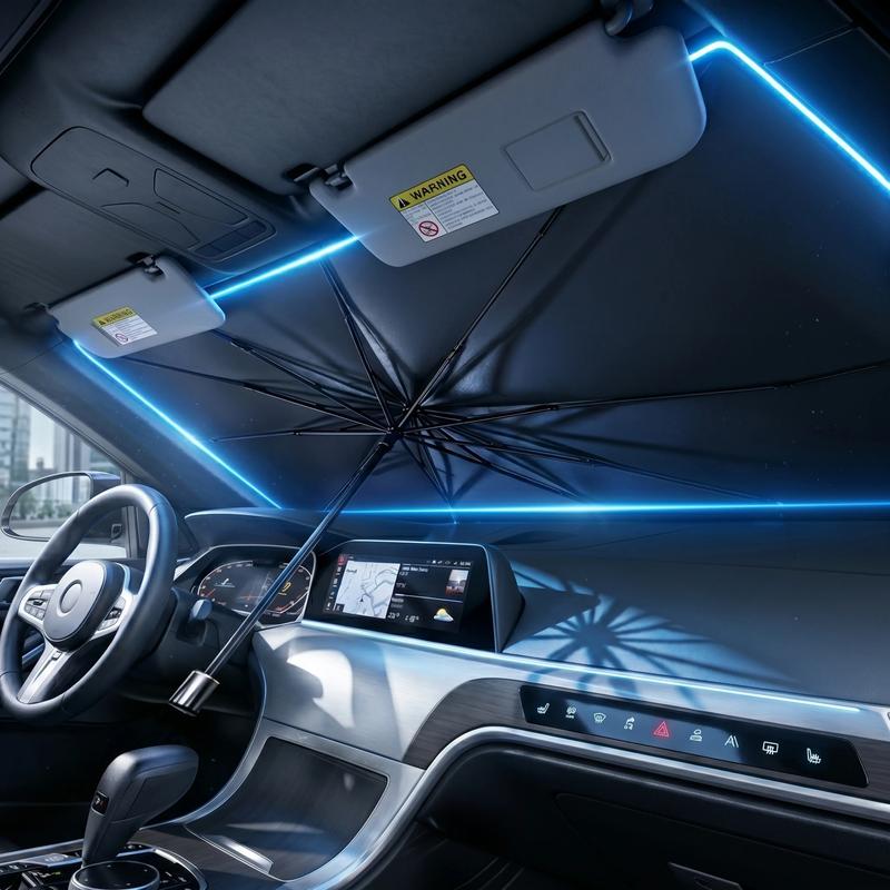 Portable car sunshade, windshield sunshade, foldable windshield