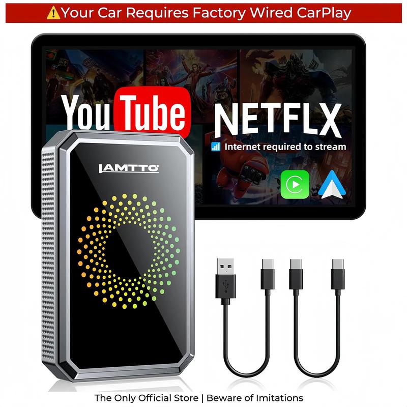 2026 Wired Car Play to Wireless Adapter - Stream Netflix-You Tube-