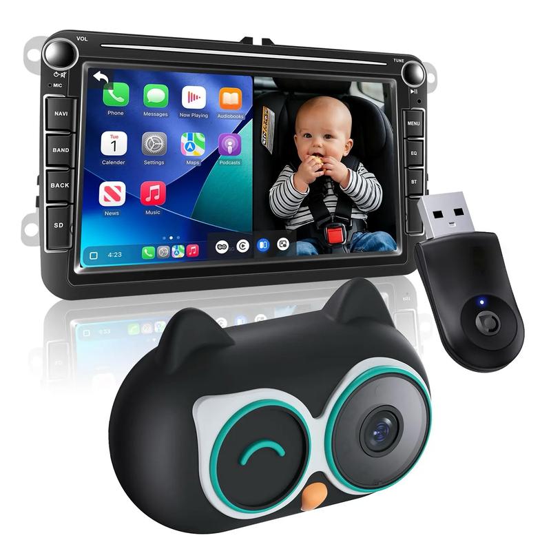 Baby Car Camera &Wireless Car Play Adapter,1080P HD Rear Seat Monitor