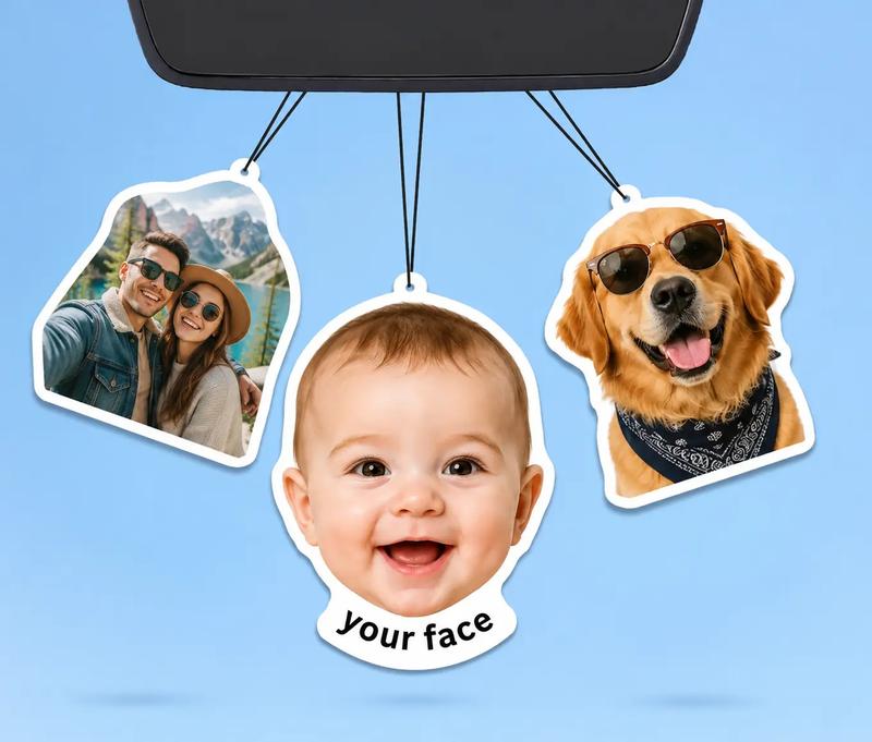 Personalized Photo Air Freshener - Custom Cut Car Freshener for Boyfriend