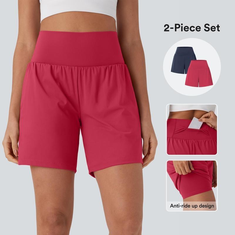 Breathable High Waist2-in-1Yoga Shorts Strap Pocket Set