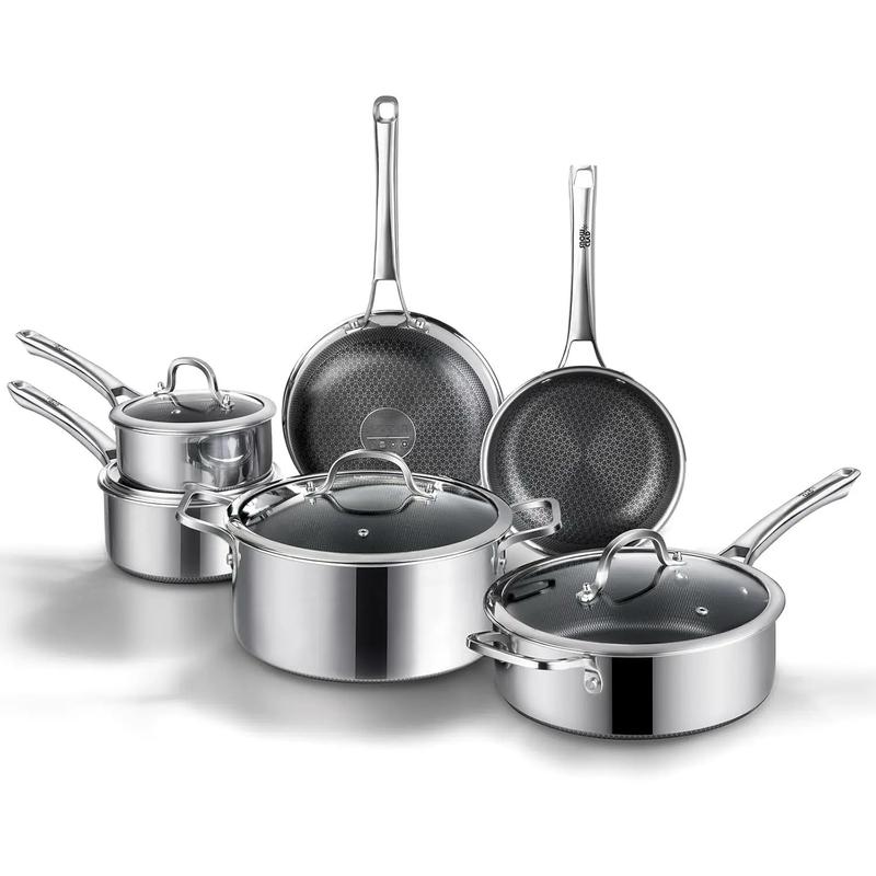 Hybrid Cookware Set with Lids Nonstick