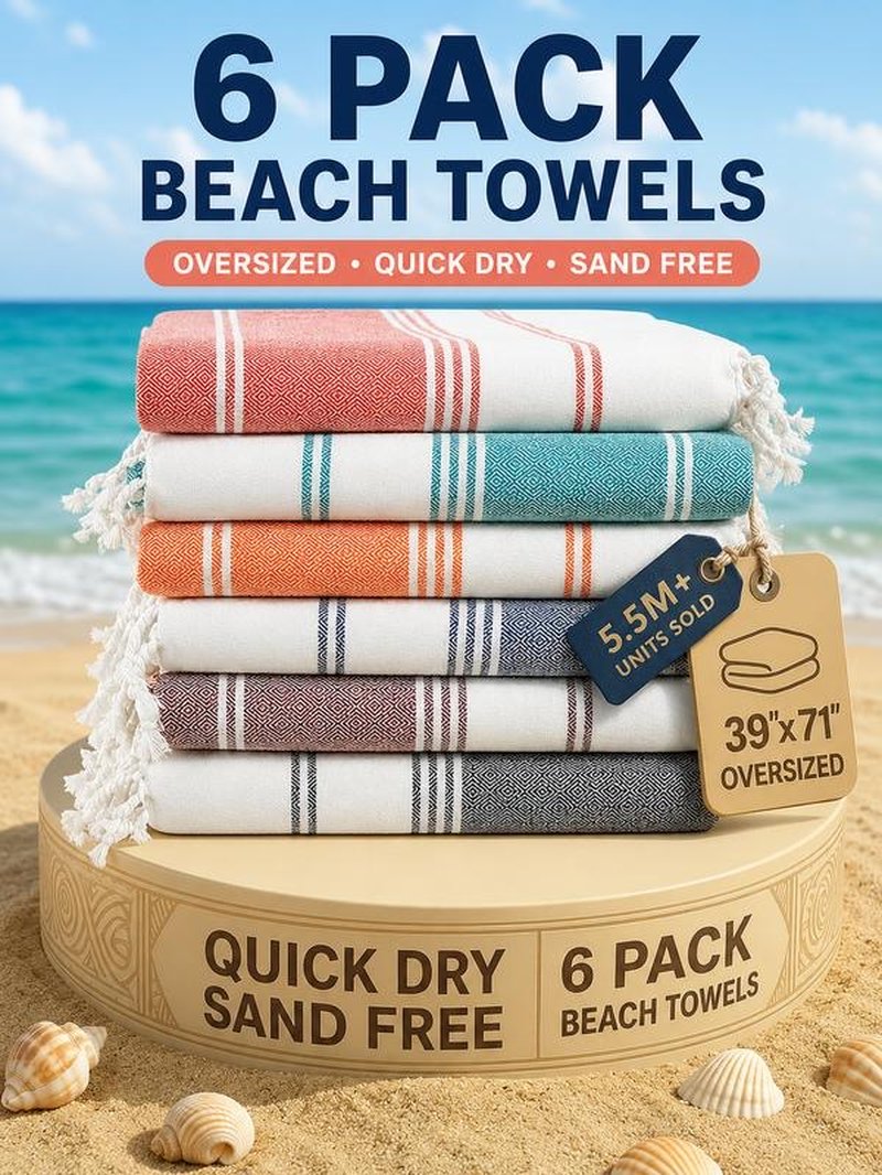 Lightweight Soft Modern Flat-Weave XL Beach Towel