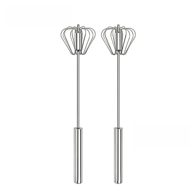 Stainless Steel Push Rotating Egg Beater Food-Grade