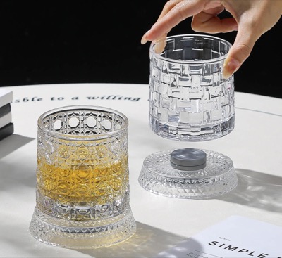 Spinning Crystal Glass Star-Cut Stress Relief Whiskey Wine Glass