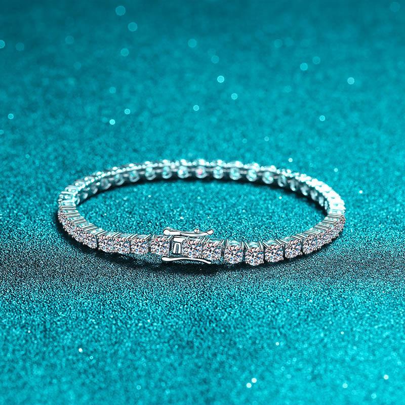 S925Plata de LeyPulserade MujerIncrustadoCuatro GarrasGlobalCadena