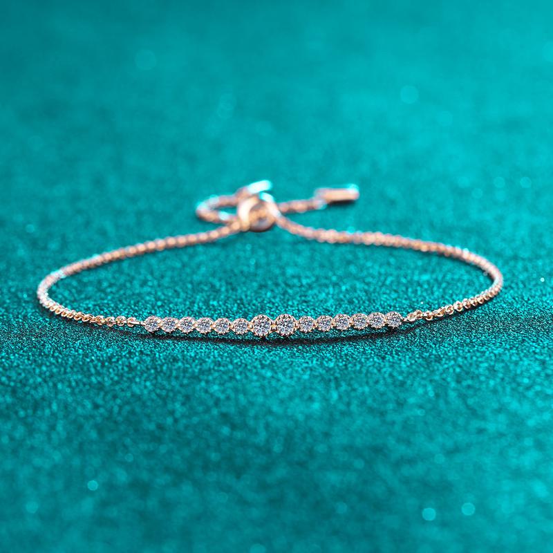 S925Plata de LeyCompletoMoissanitaOro ChampánPulsera