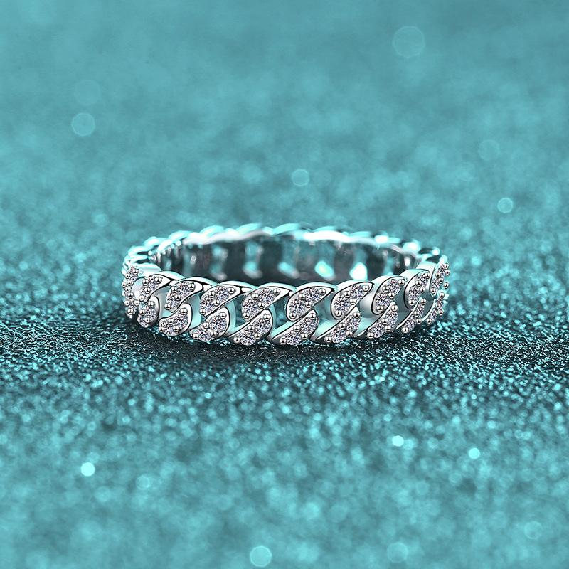 S925Plata de LeyCompletoMoissanitaAnillosde MujerEstrelladoAnillo