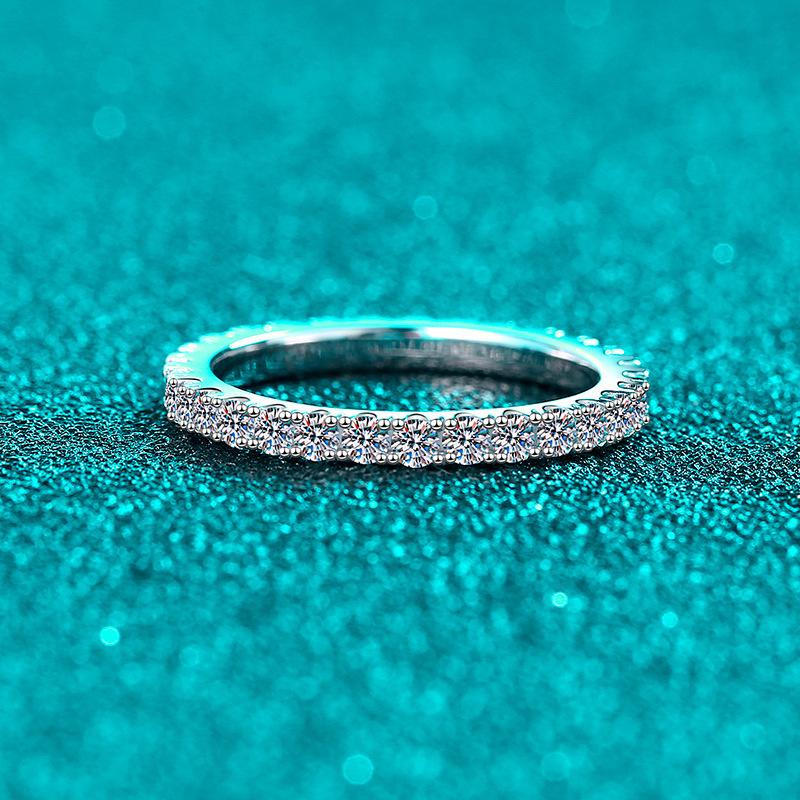 S925Plata de LeyCompletoMoissanitaAnillosde MujerEstrelladoMinimalistaAnillo