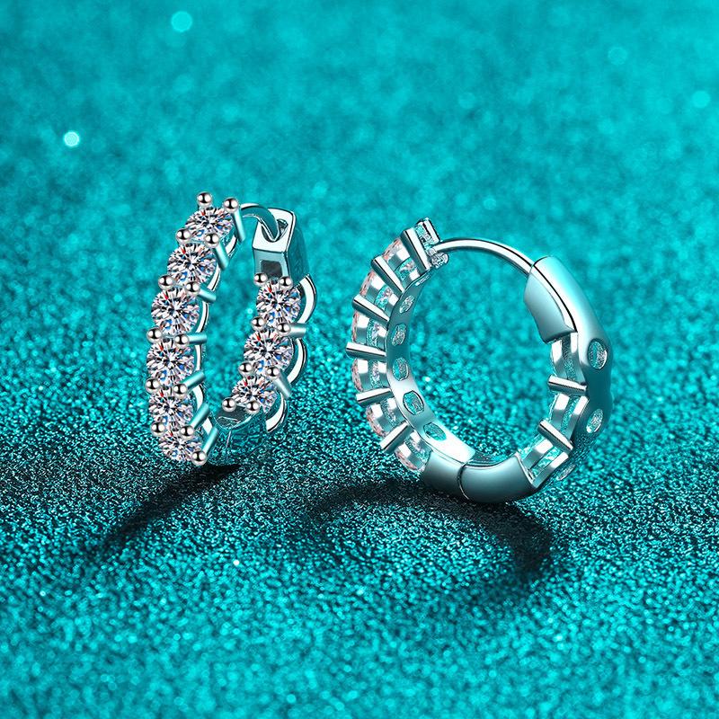 S925Plata de LeyPendientesde MujerMoissanitaAro para Oreja