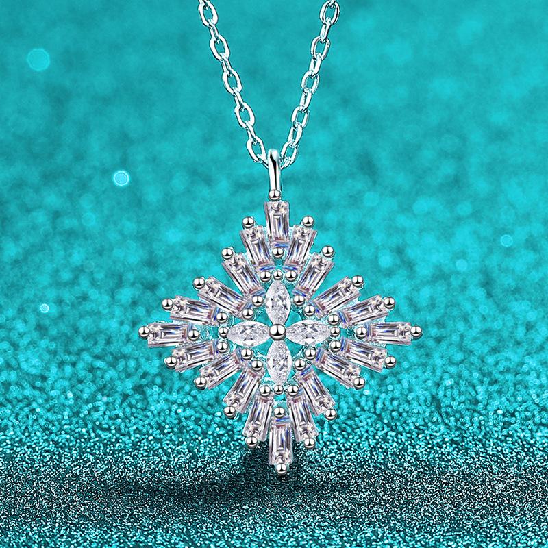 S925Plata de LeyMoissanitaCollarde MujerCopo de NieveColgante