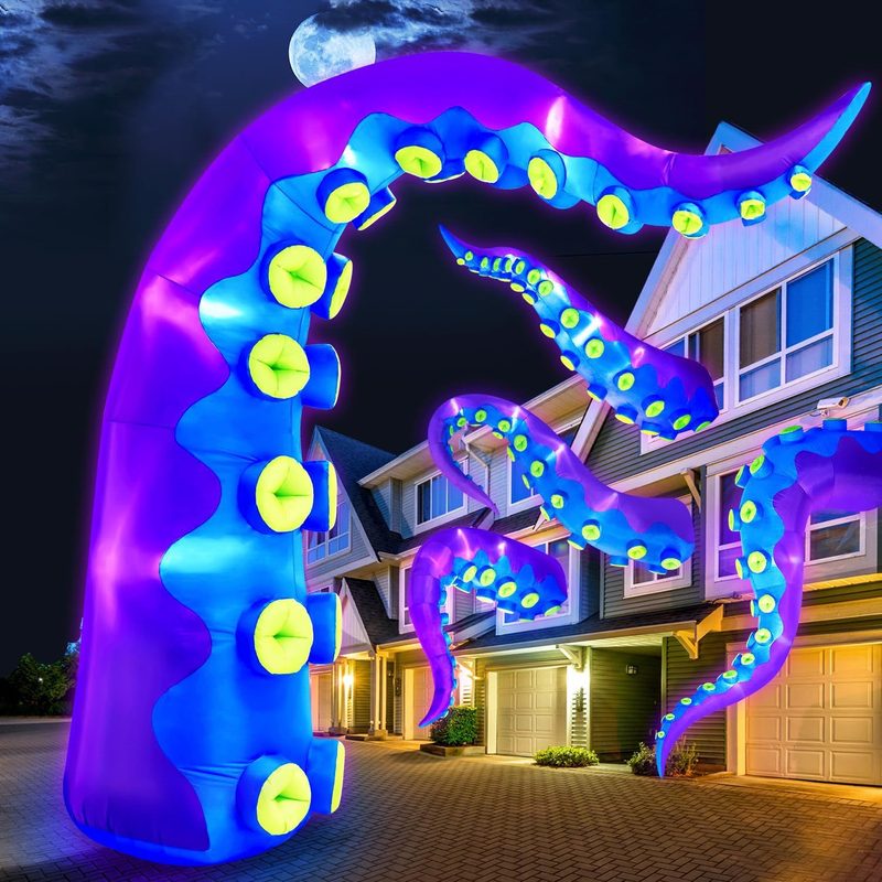 Halloween Glowing Octopus Inflatable Lawn Party Decoration