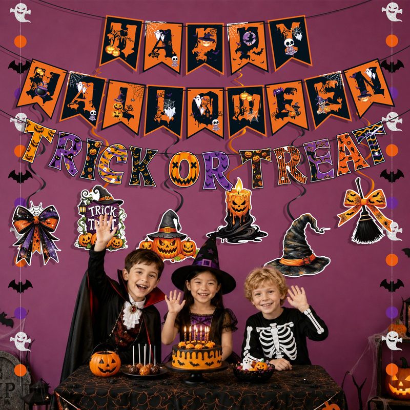 Halloween Skull Pumpkin Bunting Banner Party Decoration