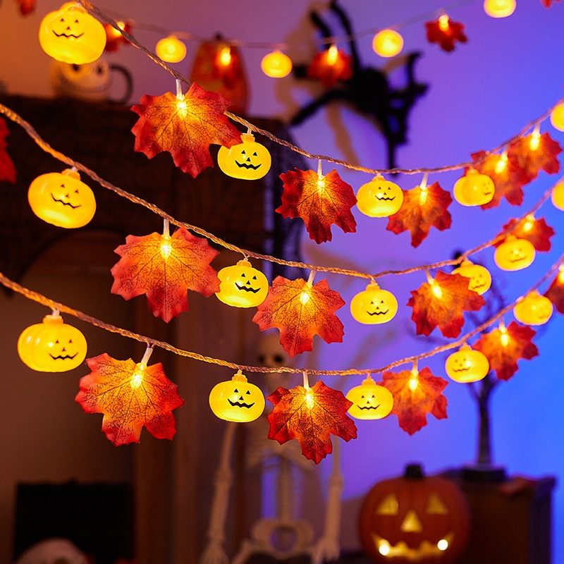 Halloween LED Pumpkin Maple Leaf String Lights